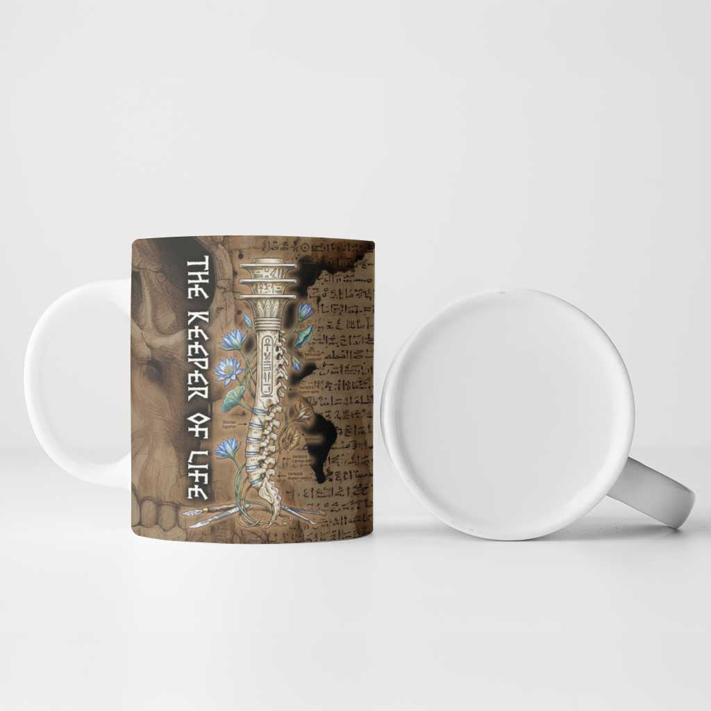 Imhotep Eye of Horus Ceramic Mug Papyrus Scrolls Ancient Egyptian Medicine