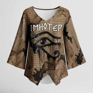 Imhotep Eye of Horus Kimono Sleeve Blouse Papyrus Scrolls Ancient Egyptian Medicine