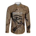 Imhotep Eye of Horus Long Sleeve Button Shirt Papyrus Scrolls Ancient Egyptian Medicine