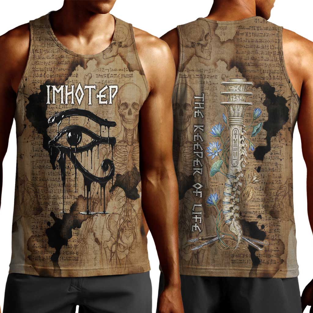 Imhotep Eye of Horus Men Tank Top Papyrus Scrolls Ancient Egyptian Medicine