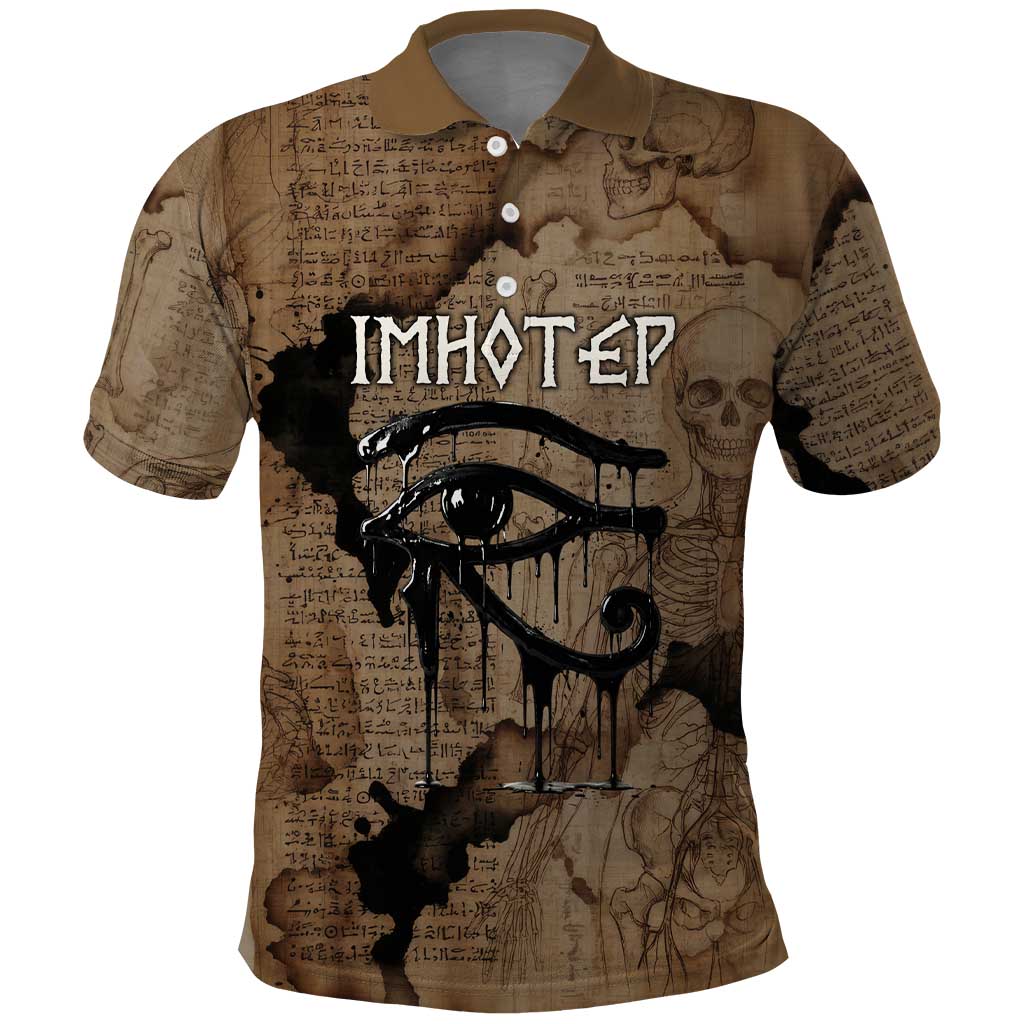 Imhotep Eye of Horus Polo Shirt Papyrus Scrolls Ancient Egyptian Medicine
