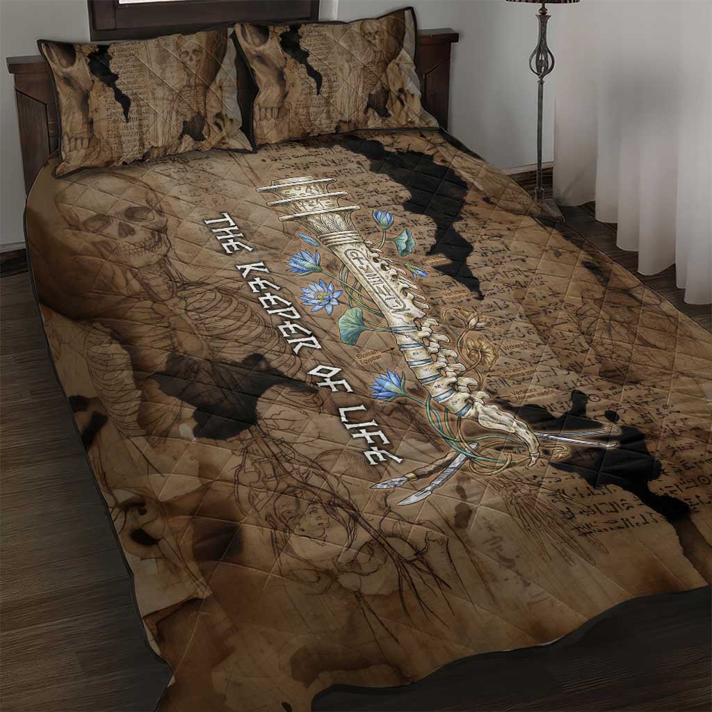 Imhotep Eye of Horus Quilt Bed Set Papyrus Scrolls Ancient Egyptian Medicine
