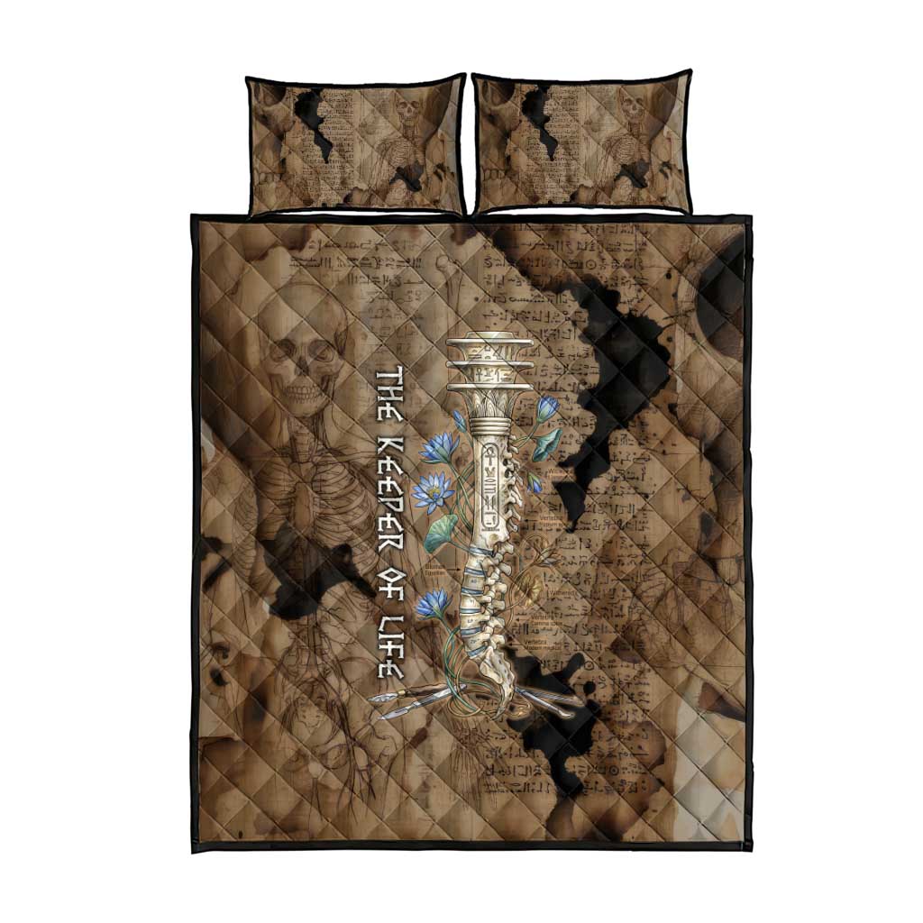 Imhotep Eye of Horus Quilt Bed Set Papyrus Scrolls Ancient Egyptian Medicine