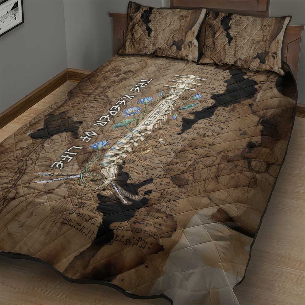 Imhotep Eye of Horus Quilt Bed Set Papyrus Scrolls Ancient Egyptian Medicine
