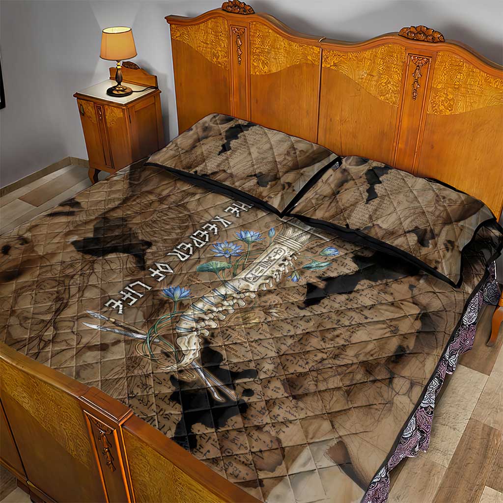 Imhotep Eye of Horus Quilt Bed Set Papyrus Scrolls Ancient Egyptian Medicine