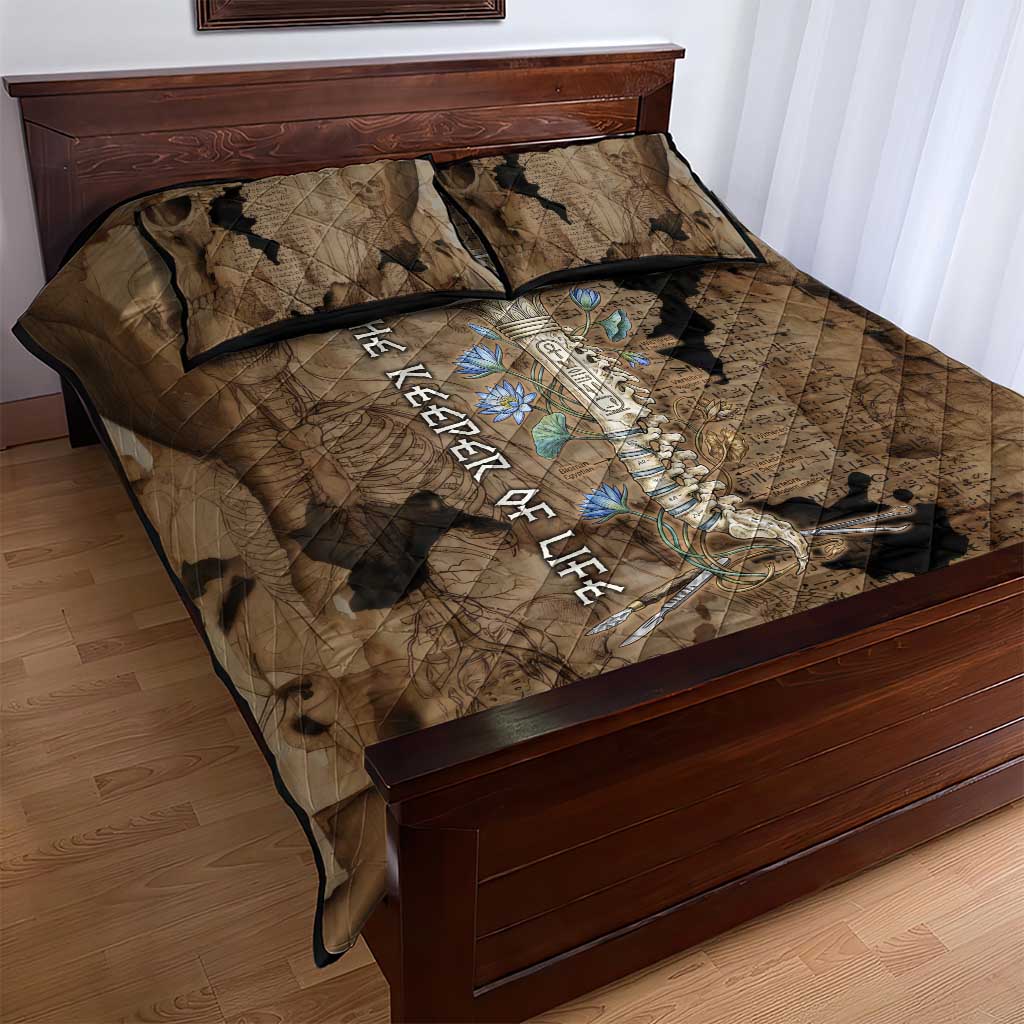 Imhotep Eye of Horus Quilt Bed Set Papyrus Scrolls Ancient Egyptian Medicine