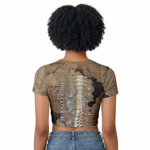 Imhotep Eye of Horus Raglan Cropped T shirt Papyrus Scrolls Ancient Egyptian Medicine