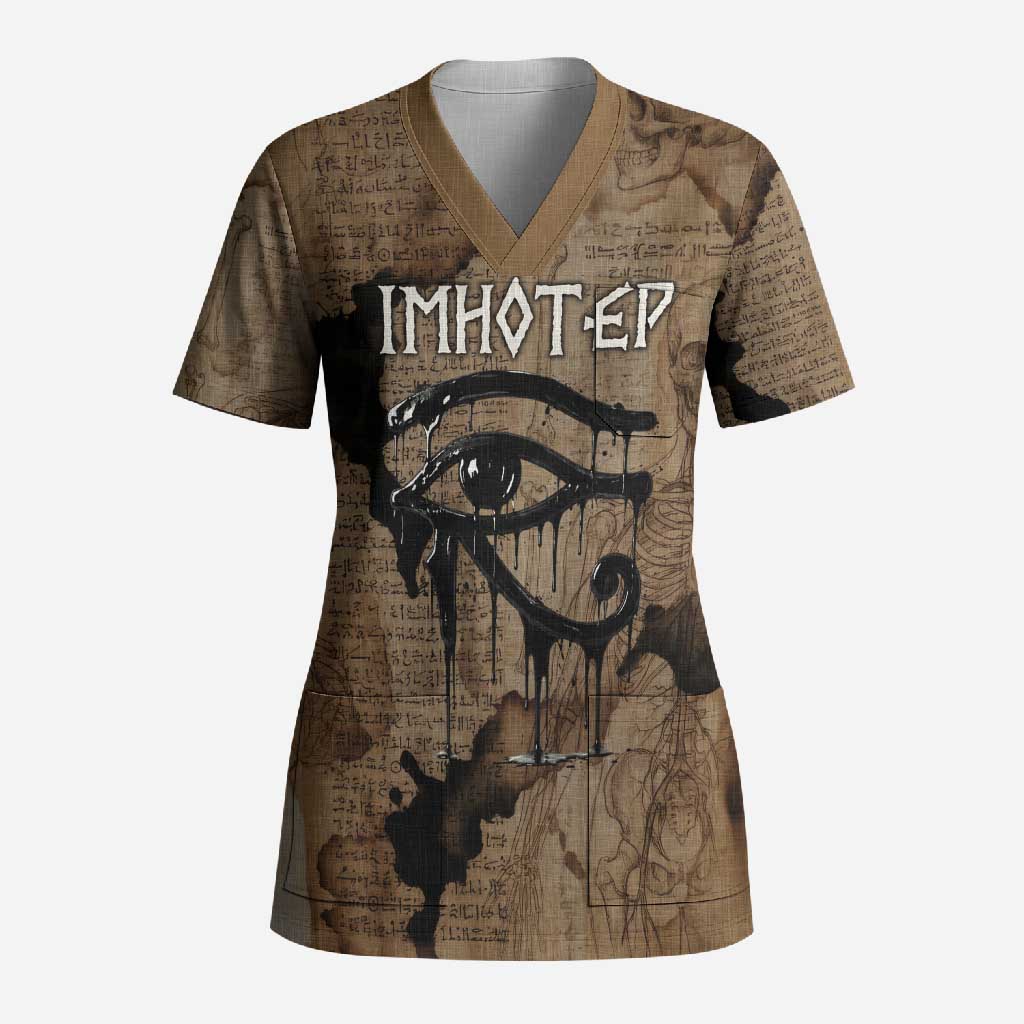 Imhotep Eye of Horus Scrub Top Papyrus Scrolls Ancient Egyptian Medicine