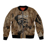 Imhotep Eye of Horus Sleeve Zip Bomber Jacket Papyrus Scrolls Ancient Egyptian Medicine