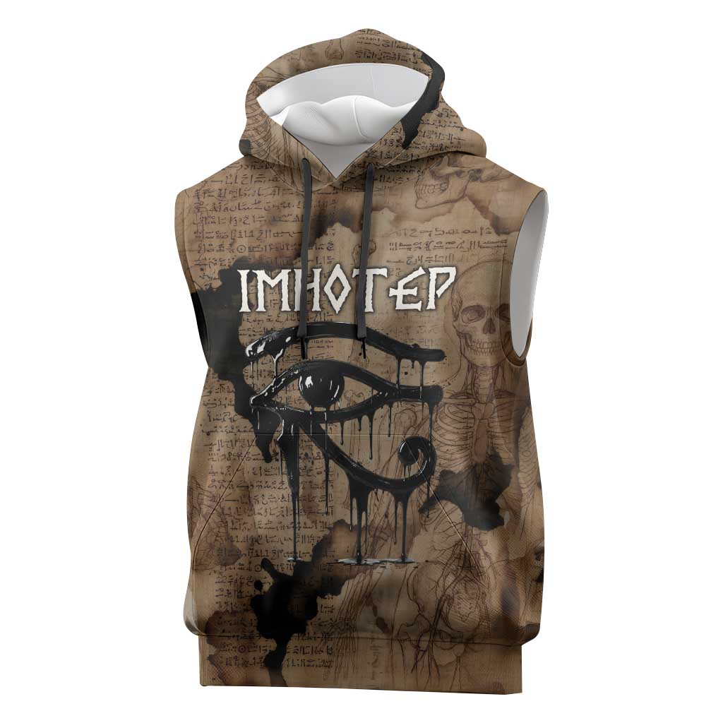 Imhotep Eye of Horus Sleeveless Hoodie Papyrus Scrolls Ancient Egyptian Medicine