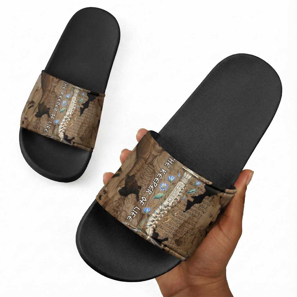 Imhotep Eye of Horus Slide Sandals Papyrus Scrolls Ancient Egyptian Medicine