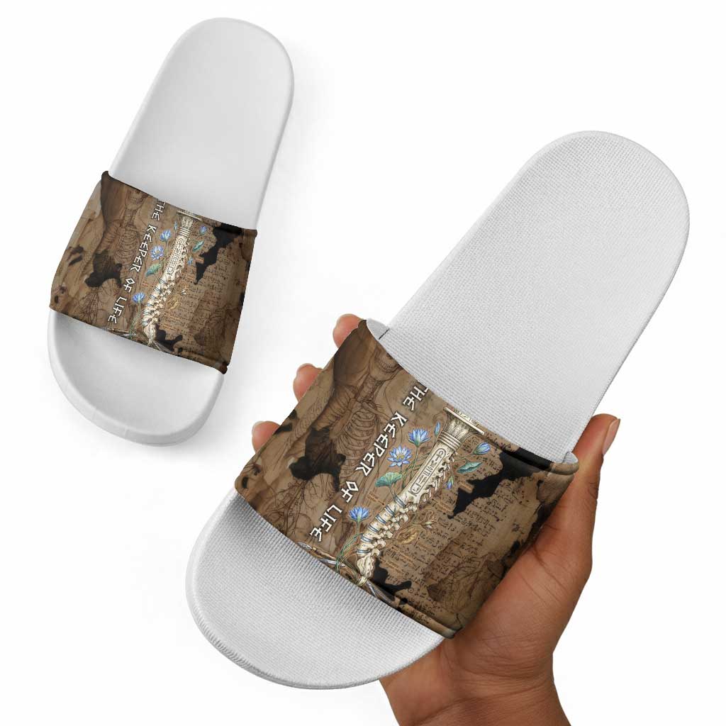 Imhotep Eye of Horus Slide Sandals Papyrus Scrolls Ancient Egyptian Medicine