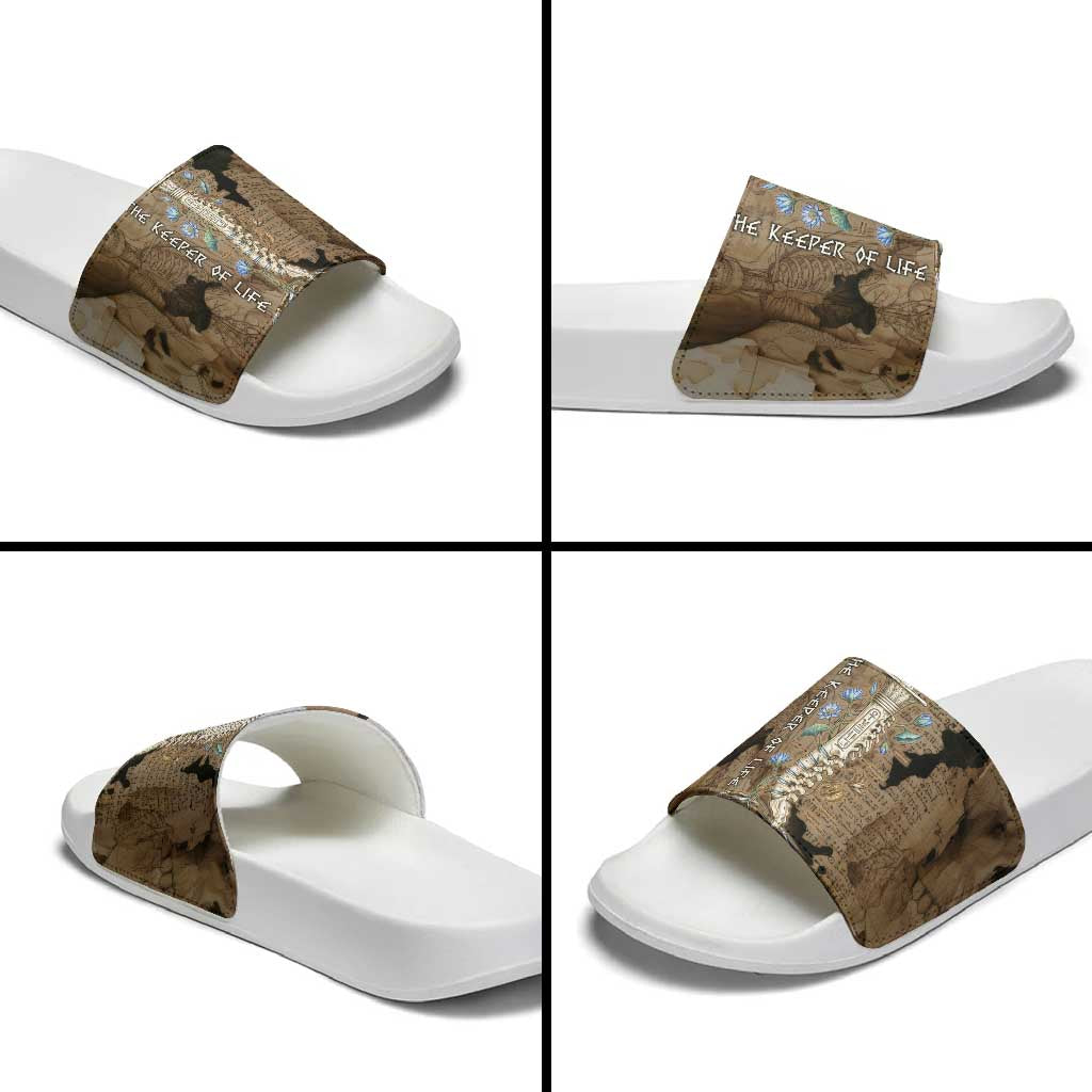 Imhotep Eye of Horus Slide Sandals Papyrus Scrolls Ancient Egyptian Medicine