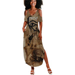 Imhotep Eye of Horus Summer Maxi Dress Papyrus Scrolls Ancient Egyptian Medicine