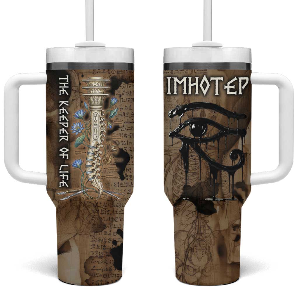 Imhotep Eye of Horus Tumbler With Handle Papyrus Scrolls Ancient Egyptian Medicine