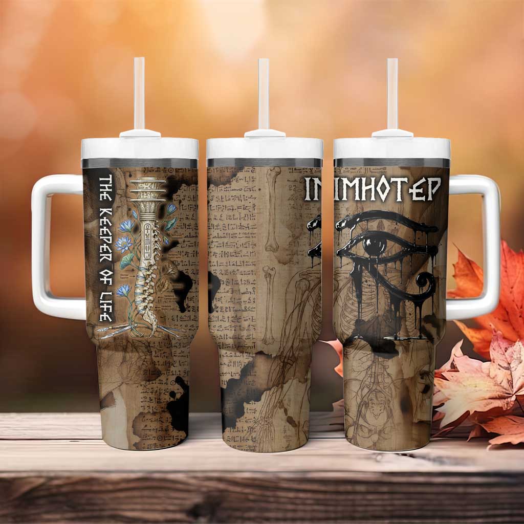 Imhotep Eye of Horus Tumbler With Handle Papyrus Scrolls Ancient Egyptian Medicine