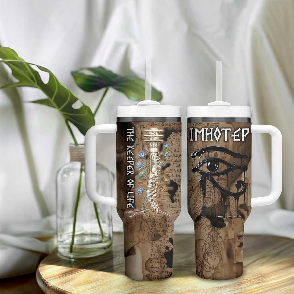 Imhotep Eye of Horus Tumbler With Handle Papyrus Scrolls Ancient Egyptian Medicine