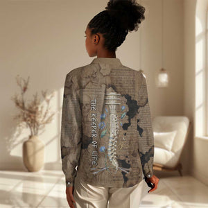 Imhotep Eye of Horus Women Casual Shirt Papyrus Scrolls Ancient Egyptian Medicine