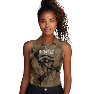 Imhotep Eye of Horus Women Sleeveless Polo Shirt Papyrus Scrolls Ancient Egyptian Medicine