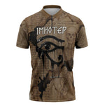 Imhotep Eye of Horus Zipper Polo Shirt Papyrus Scrolls Ancient Egyptian Medicine