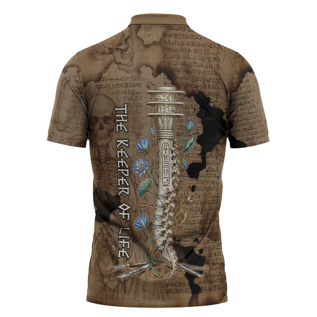 Imhotep Eye of Horus Zipper Polo Shirt Papyrus Scrolls Ancient Egyptian Medicine