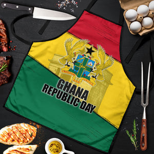 Ghana Republic Day Apron Ghanaian Pride Flag Colors With Coat Of Arms And Black Star