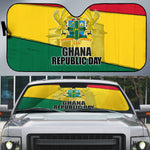 Ghana Republic Day Auto Sun Shade Ghanaian Pride Flag Colors With Coat Of Arms And Black Star