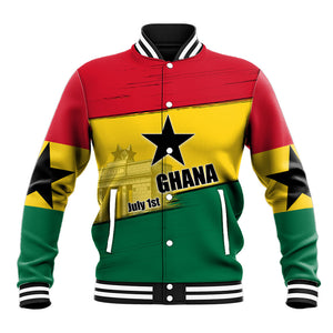 Ghana Republic Day Baseball Jacket Ghanaian Pride Flag Colors With Coat Of Arms And Black Star