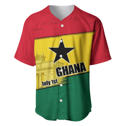Ghana Republic Day Baseball Jersey Ghanaian Pride Flag Colors With Coat Of Arms And Black Star