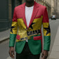 Ghana Republic Day Blazer Ghanaian Pride Flag Colors With Coat Of Arms And Black Star
