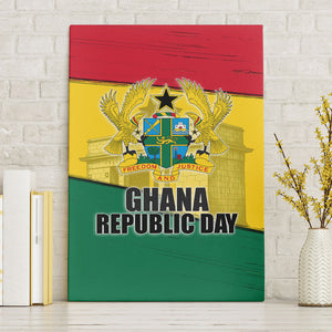 Ghana Republic Day Canvas Wall Art Ghanaian Pride Flag Colors With Coat Of Arms And Black Star