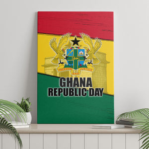 Ghana Republic Day Canvas Wall Art Ghanaian Pride Flag Colors With Coat Of Arms And Black Star