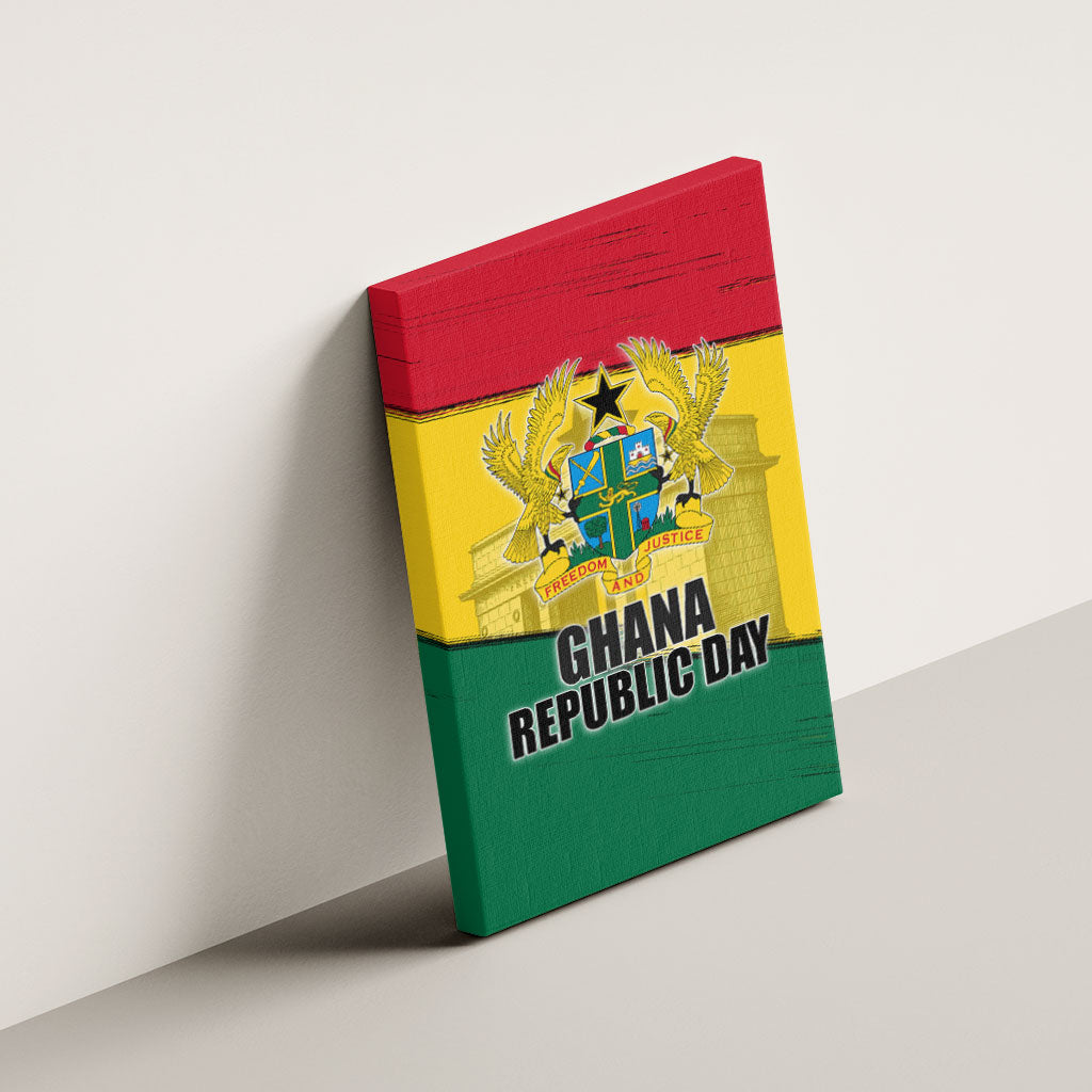 Ghana Republic Day Canvas Wall Art Ghanaian Pride Flag Colors With Coat Of Arms And Black Star