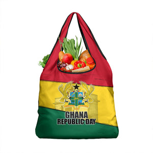 Ghana Republic Day Grocery Bag Ghanaian Pride Flag Colors With Coat Of Arms And Black Star