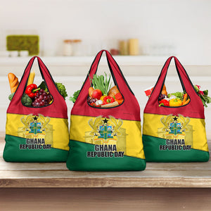 Ghana Republic Day Grocery Bag Ghanaian Pride Flag Colors With Coat Of Arms And Black Star