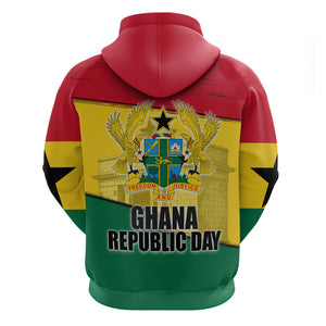Ghana Republic Day Hoodie Ghanaian Pride Flag Colors With Coat Of Arms And Black Star