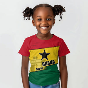 Ghana Republic Day Kid T shirt Ghanaian Pride Flag Colors With Coat Of Arms And Black Star