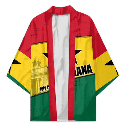 Ghana Republic Day Kimono Ghanaian Pride Flag Colors With Coat Of Arms And Black Star