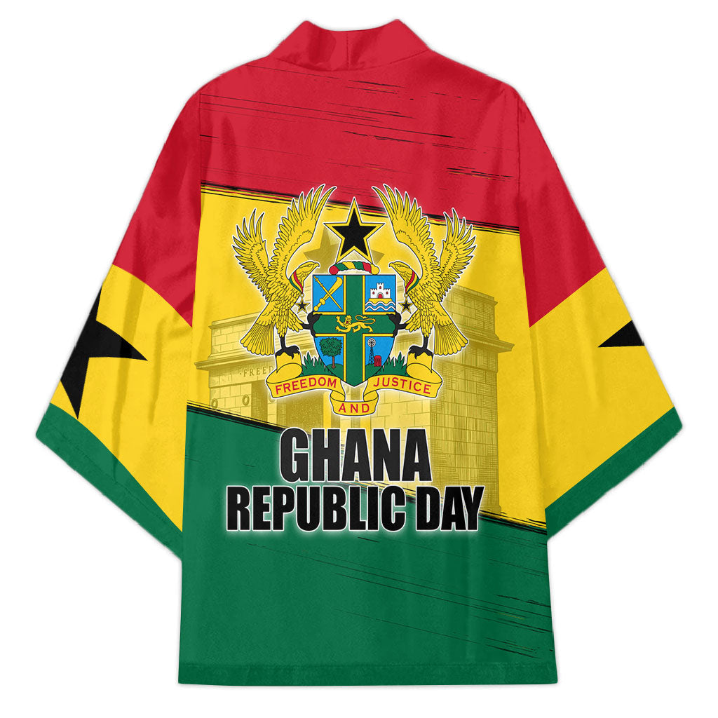 Ghana Republic Day Kimono Ghanaian Pride Flag Colors With Coat Of Arms And Black Star