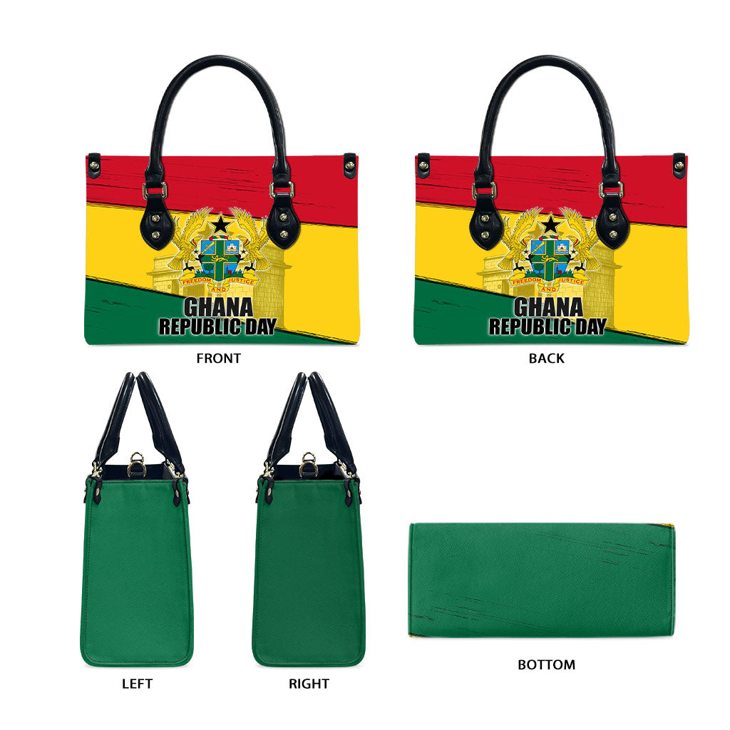 Ghana Republic Day Leather Bag Ghanaian Pride Flag Colors With Coat Of Arms And Black Star