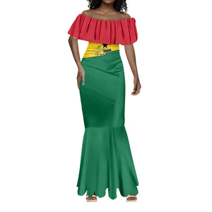 Ghana Republic Day Mermaid Dress Ghanaian Pride Flag Colors With Coat Of Arms And Black Star