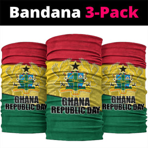 Ghana Republic Day Neck Gaiter Ghanaian Pride Flag Colors With Coat Of Arms And Black Star