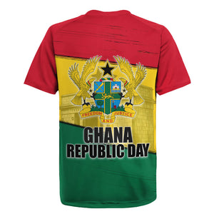 Ghana Republic Day Rugby Jersey Ghanaian Pride Flag Colors With Coat Of Arms And Black Star