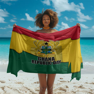 Ghana Republic Day Sarong Ghanaian Pride Flag Colors With Coat Of Arms And Black Star