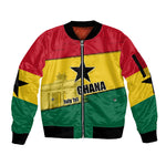 Ghana Republic Day Sleeve Zip Bomber Jacket Ghanaian Pride Flag Colors With Coat Of Arms And Black Star