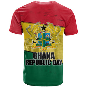 Ghana Republic Day T shirt Ghanaian Pride Flag Colors With Coat Of Arms And Black Star
