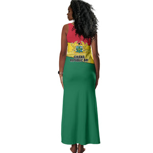 Ghana Republic Day Tank Maxi Dress Ghanaian Pride Flag Colors With Coat Of Arms And Black Star