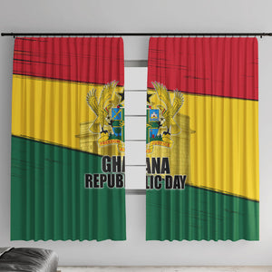 Ghana Republic Day Window Curtain Ghanaian Pride Flag Colors With Coat Of Arms And Black Star