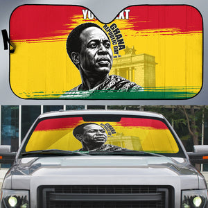 Personalized Ghana Republic Day Auto Sun Shade Kwame Nkrumah Vintage Portrait Art - July 1st Theme