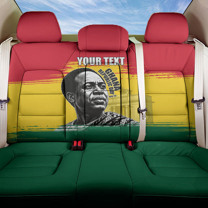 Personalized Ghana Republic Day Back Car Seat Cover Kwame Nkrumah Vintage Portrait Art - July 1st Theme